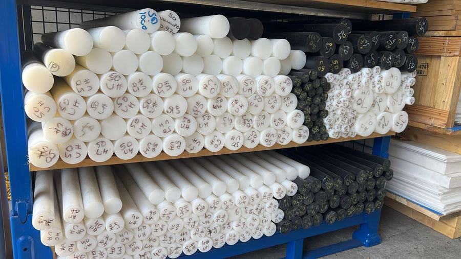 UHMWPE rod, racked by diameter